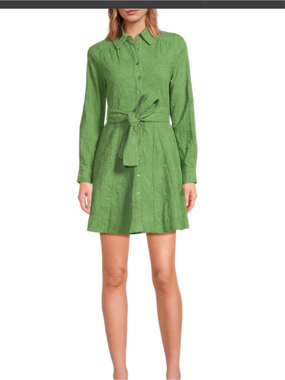 Saks Fifth Avenue Green Tie-Belt Mini Dress